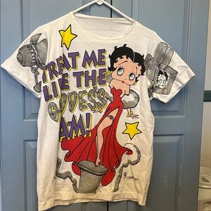 RARE Vintage 1997 Betty Boop Goddess Glitter T-shirt